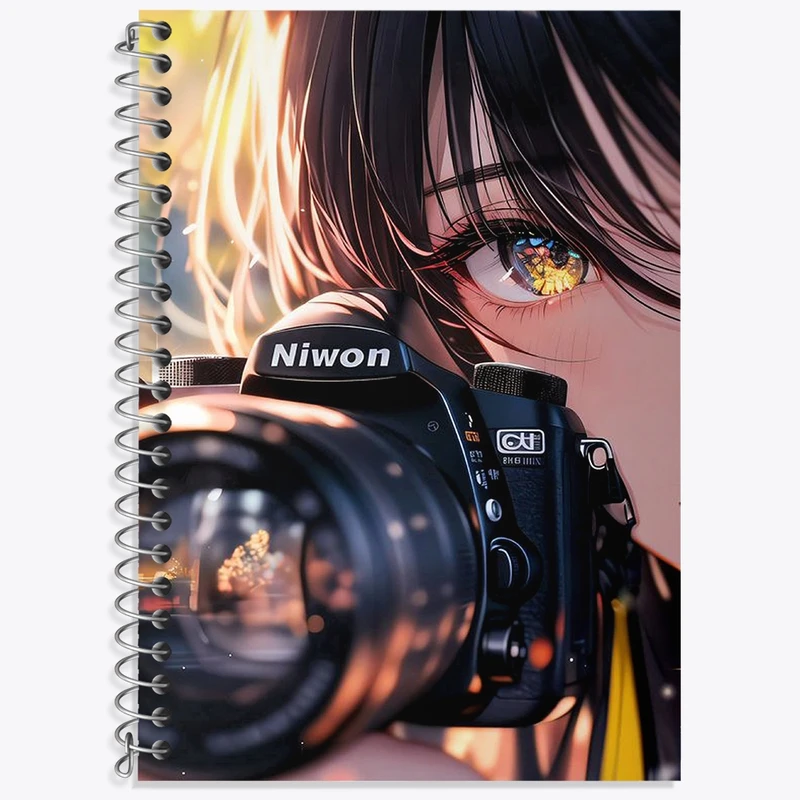 دفتر زبان 50 برگ خندالو مدل سه خط طرح دختر عکاس کد F2964