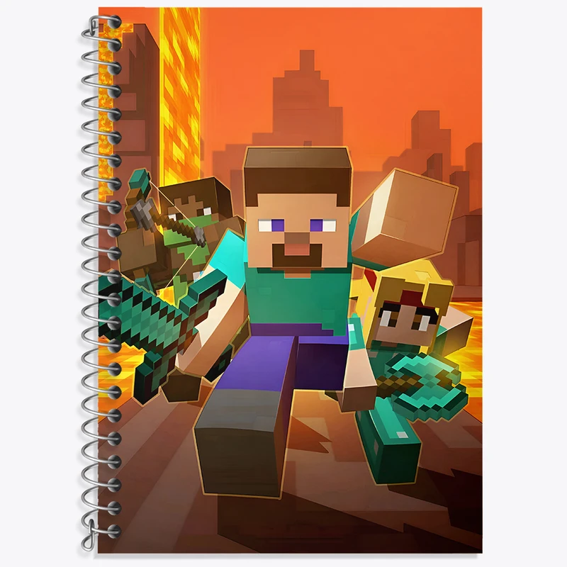 دفتر زبان دوخط 50 برگ خندالو طرح ماینکرافت (Minecraft) کد F3493