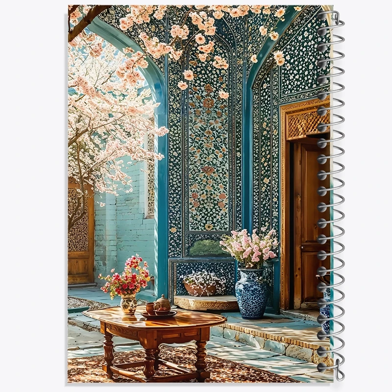 دفتر شطرنجی 50 برگ خندالو طرح باغ ایرانی کد F10698