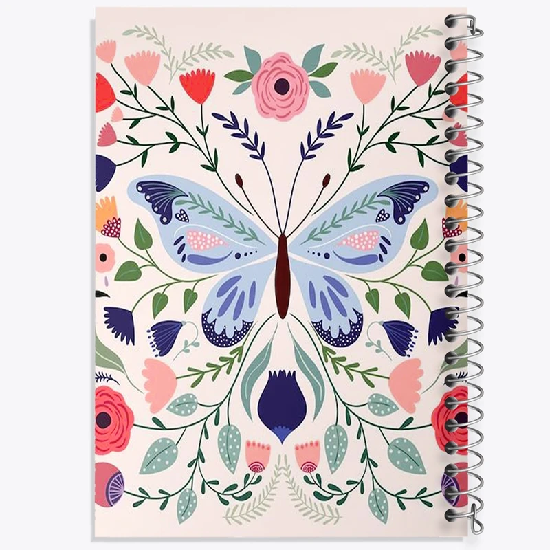 دفتر شطرنجی 50 برگ خندالو طرح پروانه و گل کد N6891