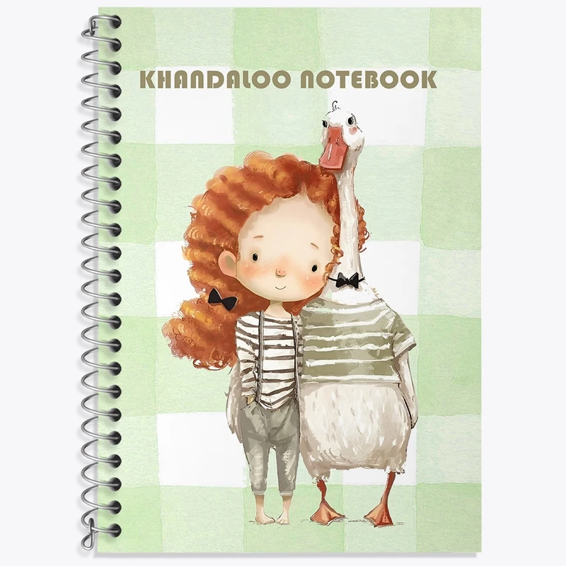 دفتر زبان 50 برگ خندالو مدل سه خط طرح دختر و اردک بامزه کد N6163