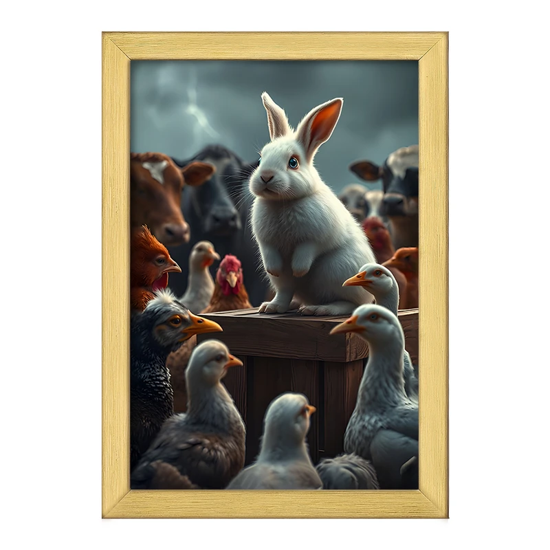 تابلو خندالو طرح خرگوش و حیوانات مزرعه کد F11667