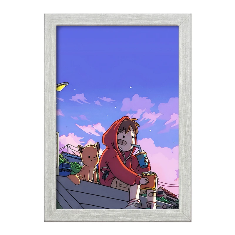 تابلو خندالو طرح پسر و گربه کد F4707