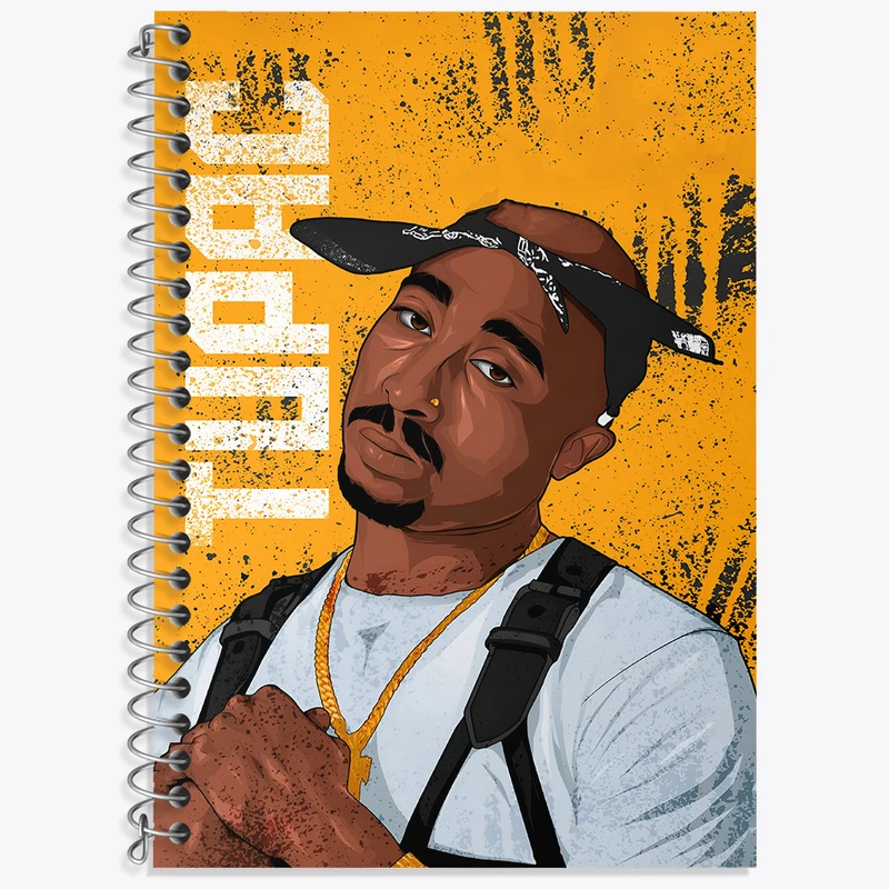 دفتر زبان دوخط 50 برگ خندالو طرح توپاک (Tupac) کد F4634