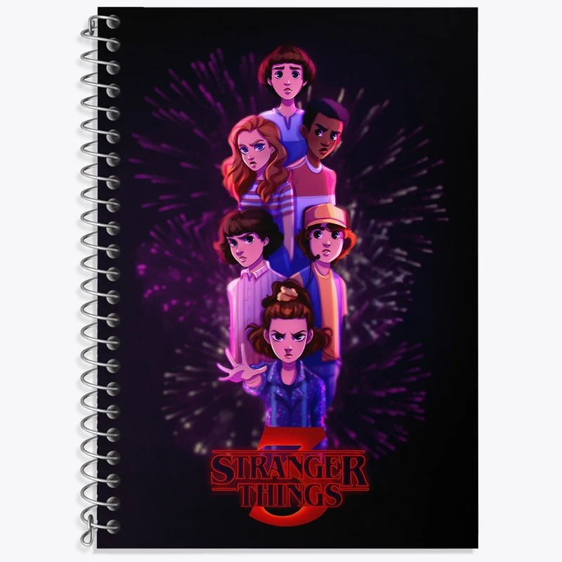 دفتر زبان 50 برگ خندالو مدل سه خط طرح استرنجر تینگز (Stranger Things) کد N8295