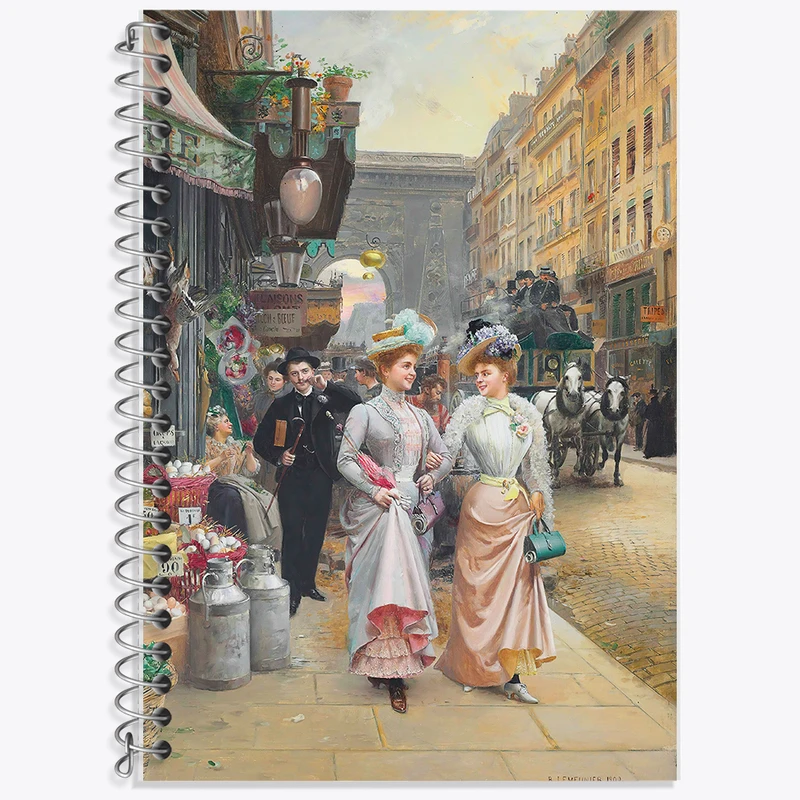 دفتر نت موسیقی 50 برگ خندالو طرح نقاشی زنان زیبا در قدم زدن اثر باسیل لمونیه کد F12315