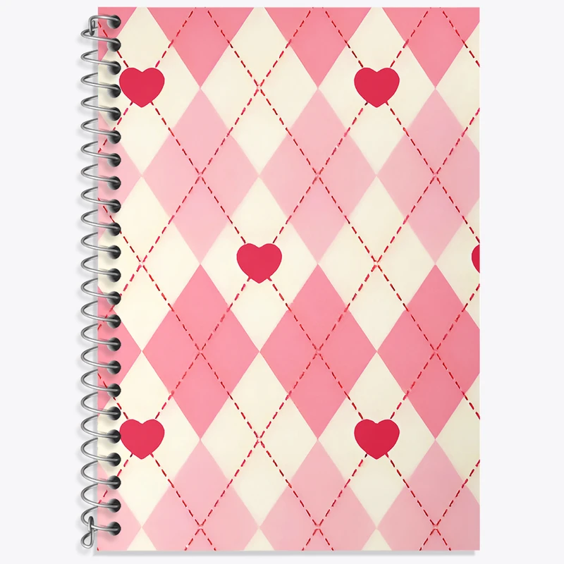 دفتر زبان 50 برگ خندالو مدل دو خط طرح لوزی و قلب کد N6668