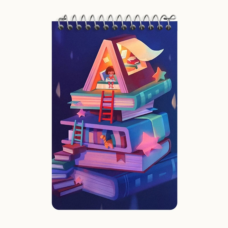 دفتر یادداشت 50 برگ خندالو طرح دختر کتابخوان کد F4905