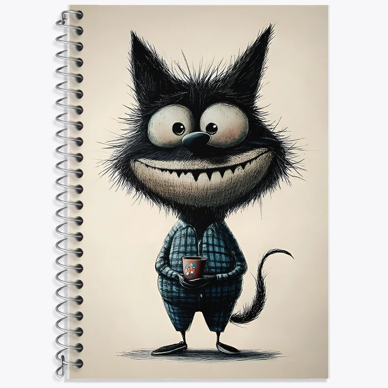 دفتر زبان 50 برگ خندالو مدل دو خط طرح گربه کد F12041