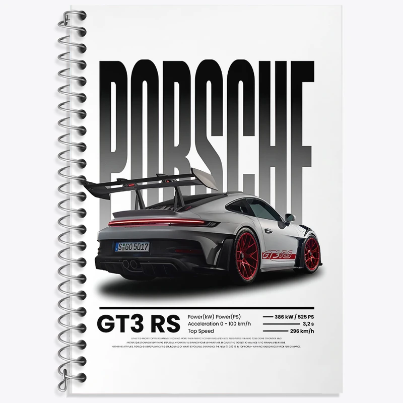 دفتر زبان 50 برگ خندالو مدل دو خط طرح ماشین پورشه کد F10367