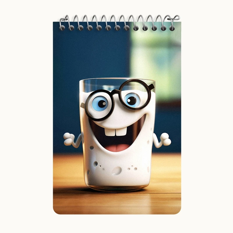 دفتر یادداشت 50 برگ خندالو طرح لیوان شیر بامزه کد F6828