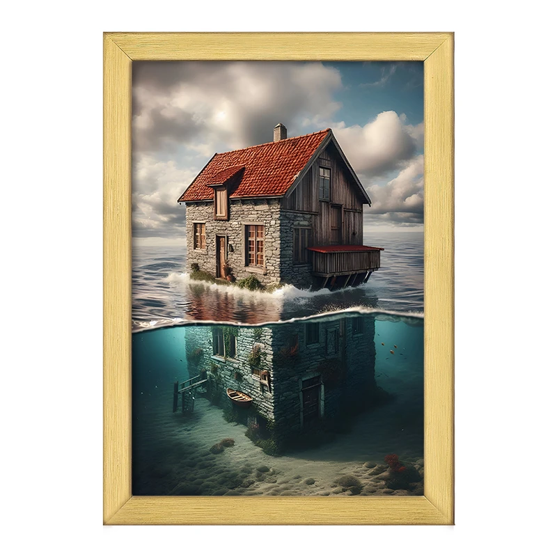تابلو خندالو طرح خانه ی روی آب کد F6211