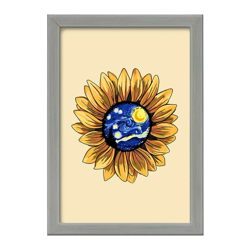 تابلو خندالو طرح گل آفتابگردان ونسان ونگوگ کد F12857