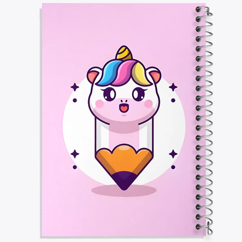 دفتر ژورنال نویسی 50 برگ خندالو مدل نقطه ای طرح اسب تک شاخ مدادی کد N7144