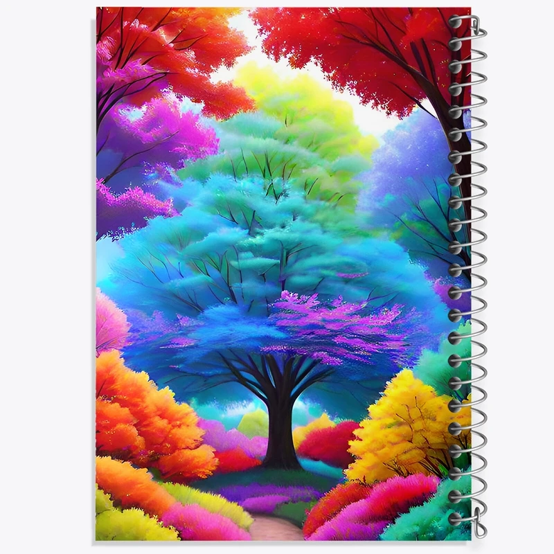 دفتر طراحی 50 برگ خندالو طرح درختان رنکی کد N3593