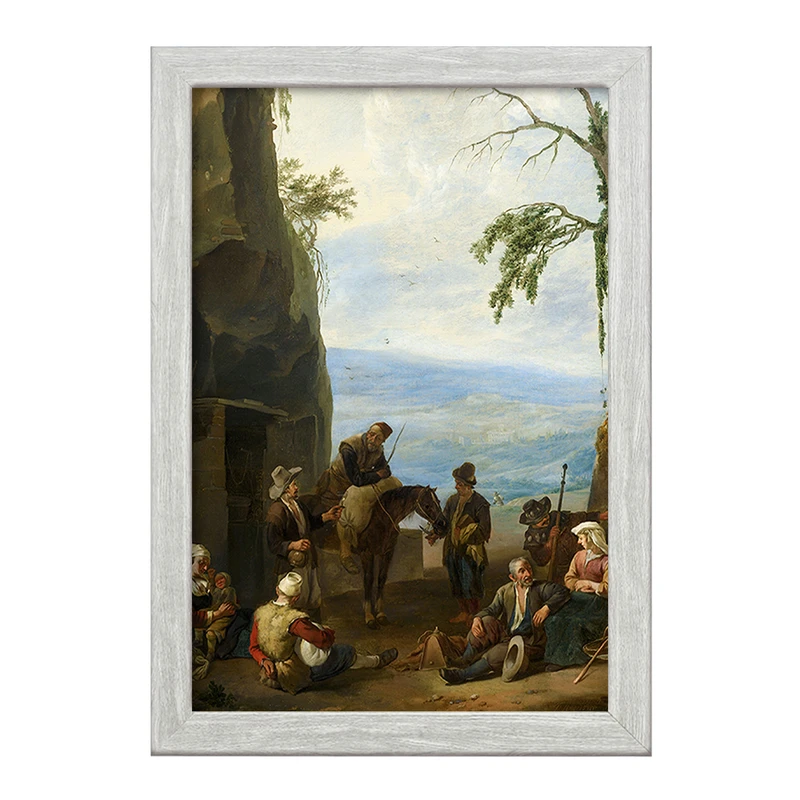 تابلو خندالو طرح نقاشی دهقانان در حال استراحت اثر یوهانس لینگلباخ کد F12402