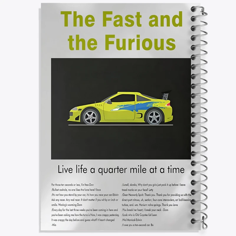 دفتر ژورنال نویسی 50 برگ خندالو مدل نقطه ای طرح سریع و خشن (Fast & Furious) کد F13824