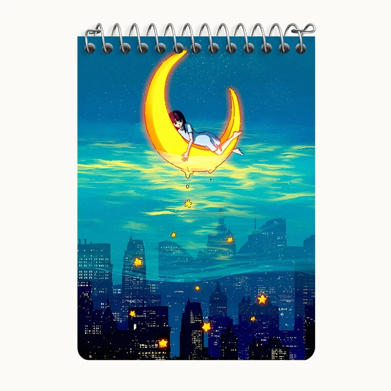 دفتر یادداشت 50 برگ خندالو طرح دختر و ماه کد N6581