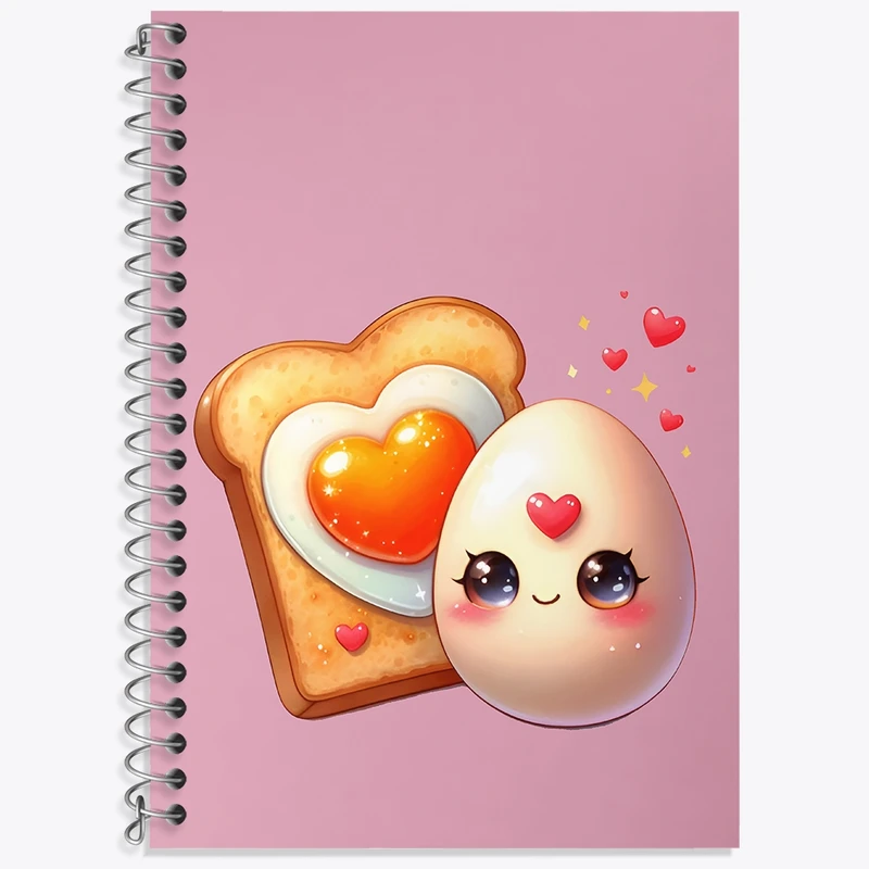 دفتر زبان 50 برگ خندالو مدل سه خط طرح تخم مرغ کیوت کد N7047