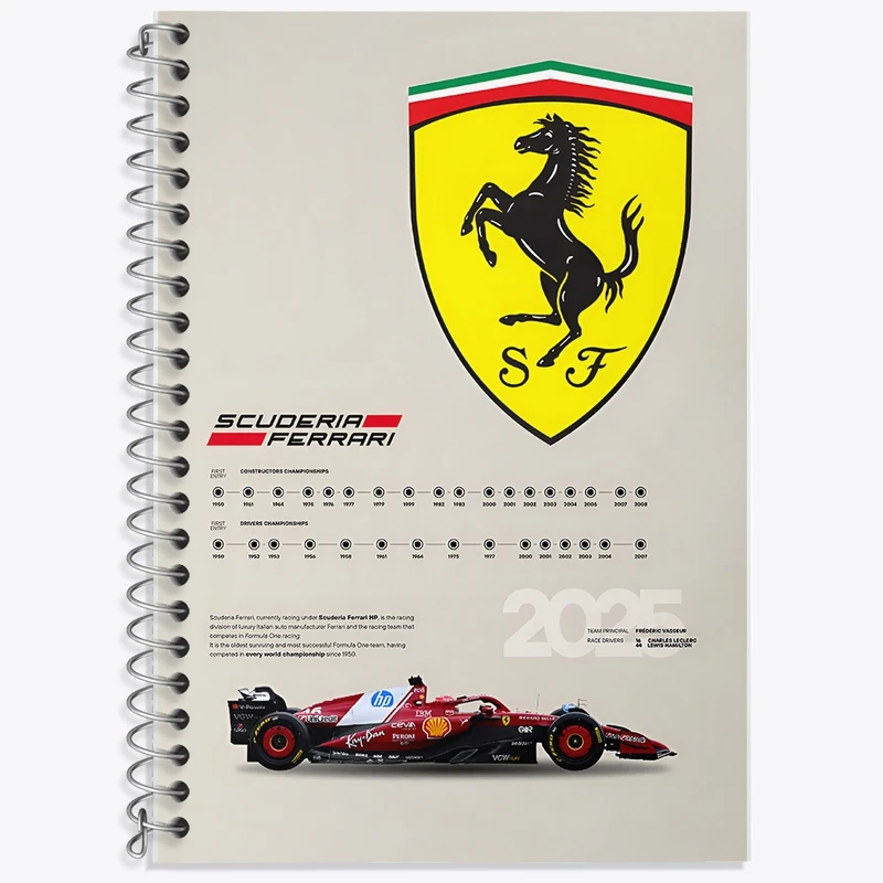 دفتر زبان 50 برگ خندالو مدل سه خط طرح فراری (Ferrari) کد F13494