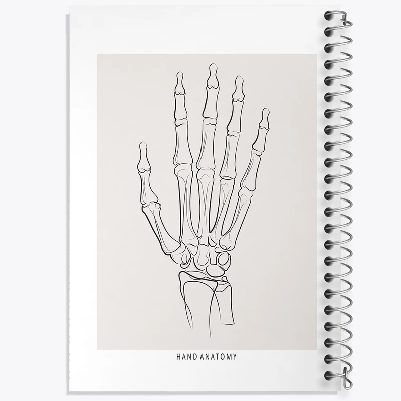 دفتر شطرنجی 50 برگ خندالو طرح آناتومی دست (Hand Anatomy) کد F13919