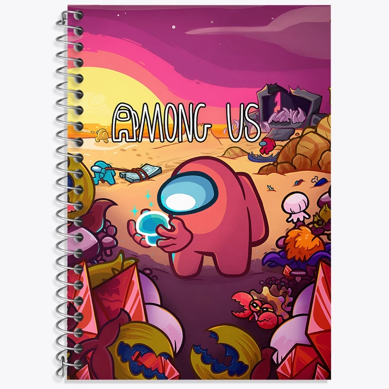 دفتر زبان 50 برگ خندالو مدل سه خط طرح امانگ آس (Among Us) کد N8250
