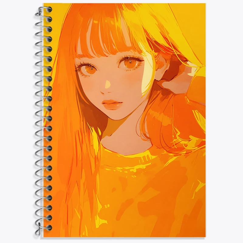 دفتر زبان 50 برگ خندالو مدل سه خط طرح دختر مو نارنجی کد F9102