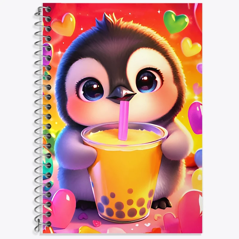 دفتر زبان 50 برگ خندالو مدل سه خط طرح پنگوئن کد F9562