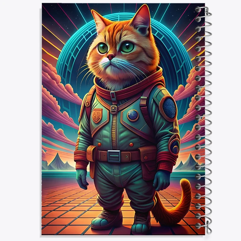 دفتر طراحی 50 برگ خندالو طرح گربه فضانورد کد F12774