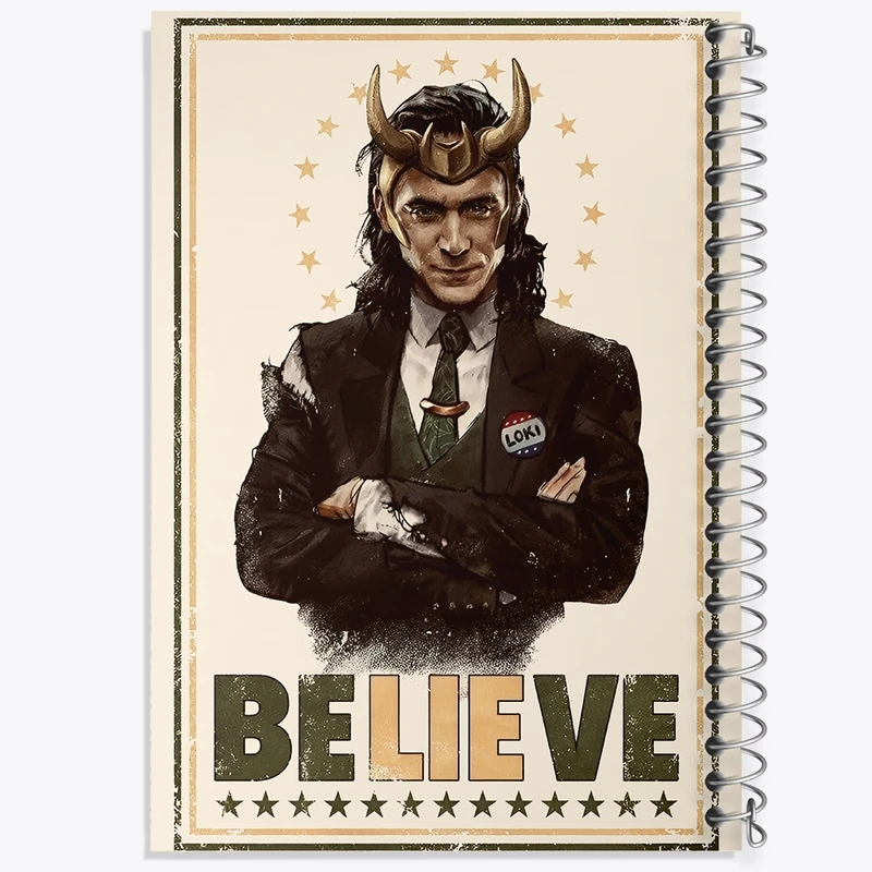 دفتر ژورنال نویسی 50 برگ خندالو مدل نقطه ای طرح لوکی مارول (Marvel) کد F13579