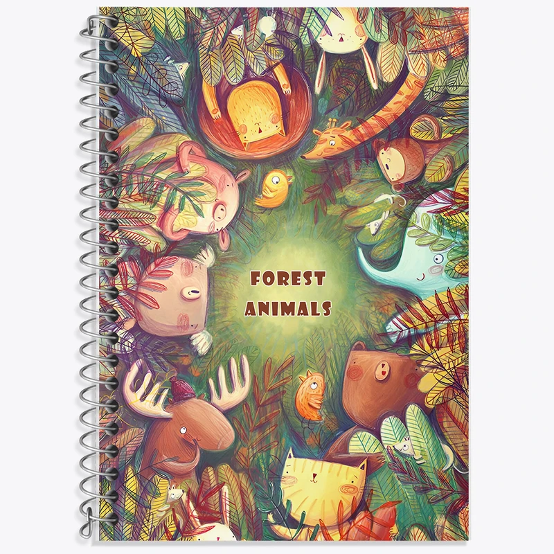 دفتر زبان 50 برگ خندالو مدل دو خط طرح جنگل حیوانات کد F10979