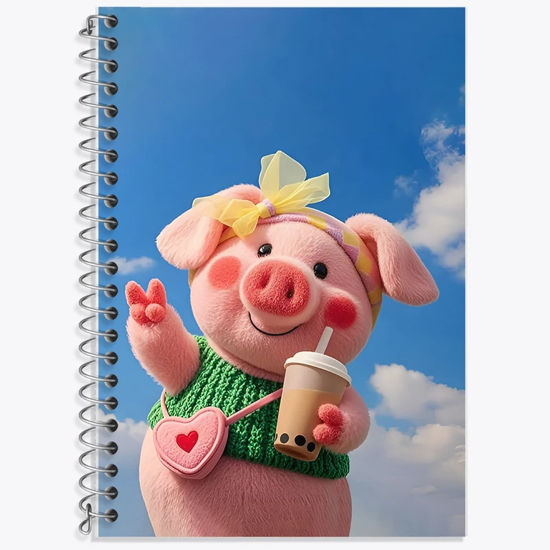 دفتر زبان 50 برگ خندالو مدل سه خط طرح خوک بامزه کد F11810