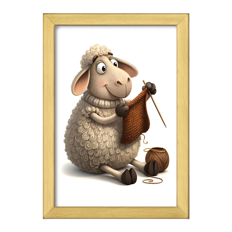 تابلو خندالو طرح گوسفند بافنده کد F8036
