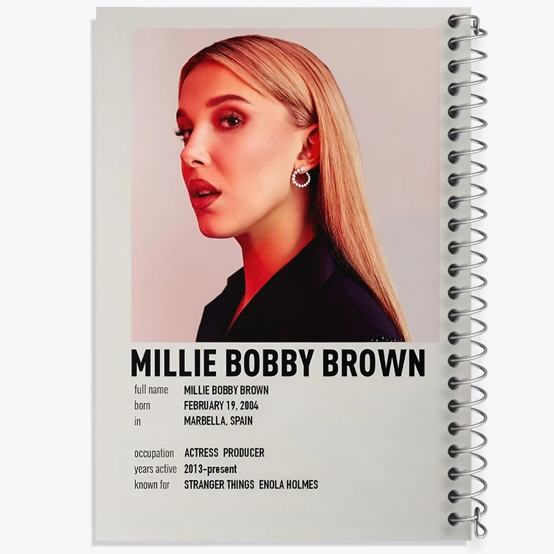 دفتر ژورنال نویسی 50 برگ خندالو مدل نقطه ای طرح میلی بانی براون (Millie Bobby Brown) کد F13149