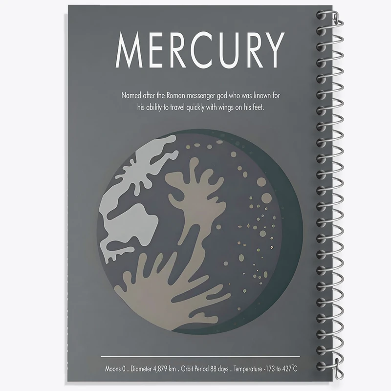 دفتر ژورنال نویسی 50 برگ خندالو مدل نقطه ای طرح عطارد (Mercury) کد F13887