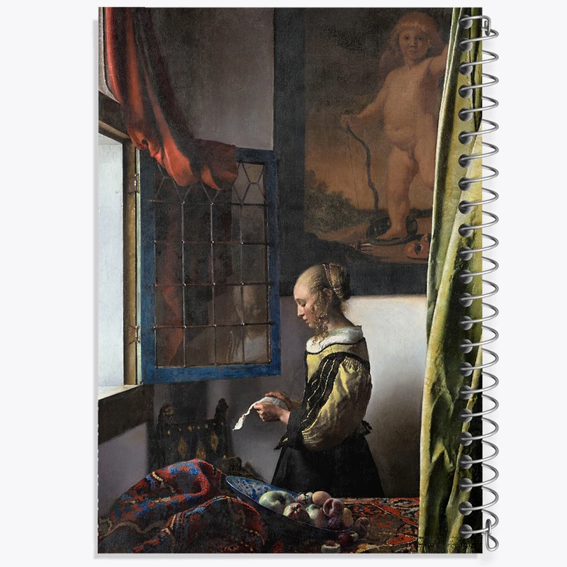 دفتر مشق 100 برگ خندالو طرح نقاشی دختری در حال خواندن نامه اثر یوهانس فرمیر کد F12425