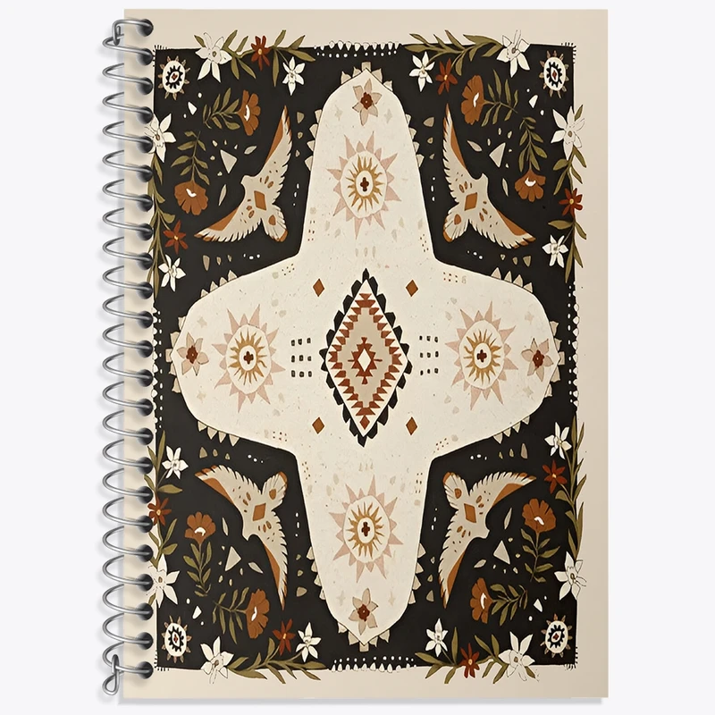 دفتر زبان 50 برگ خندالو مدل سه خط طرح گل و مرغ کد N6871