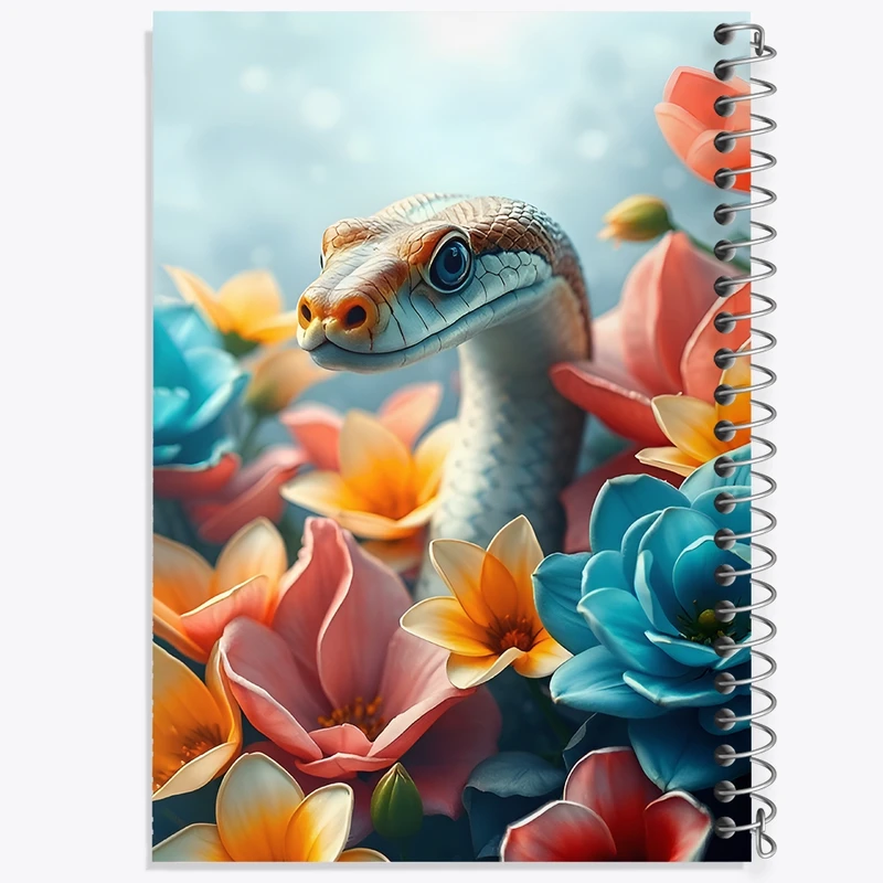 دفتر لیست خرید 50 برگ خندالو طرح مار و گل های رنگی کد F11669