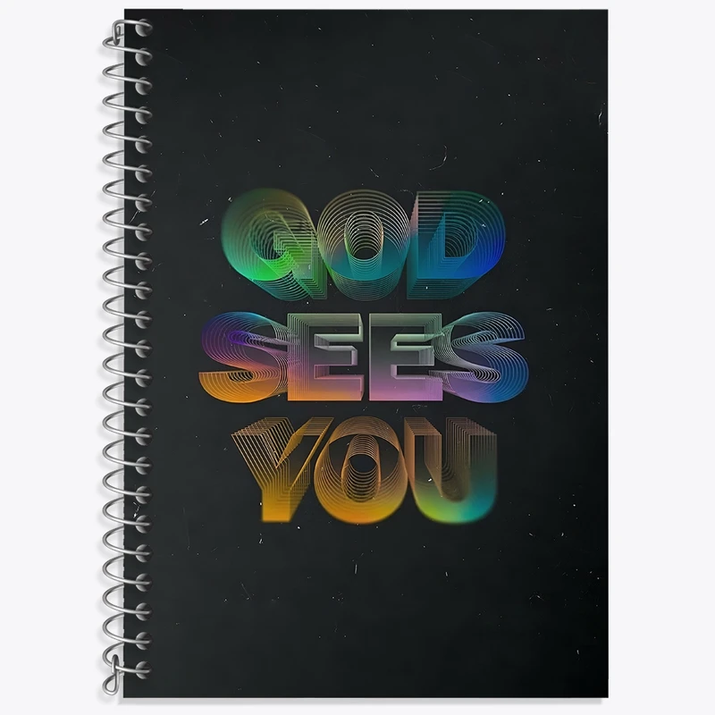 دفتر زبان 50 برگ خندالو مدل سه خط طرح God Sees You کد F4944