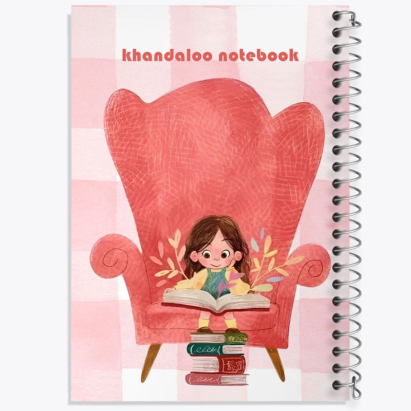 دفتر ژورنال نویسی 50 برگ خندالو مدل نقطه ای طرح دختر کتابخوان کد N6165