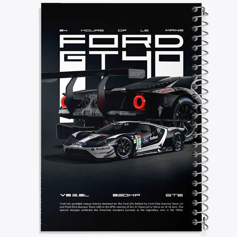 دفتر شطرنجی 50 برگ خندالو طرح فورد (Ford GT40) کد N7510