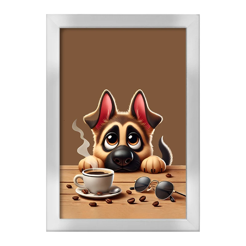 تابلو خندالو طرح سگ و فنجان قهوه کد F11831