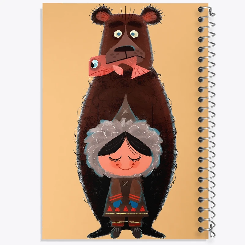 دفتر لیست خرید 50 برگ خندالو طرح خرس و دختر سرخپوست کد F10014