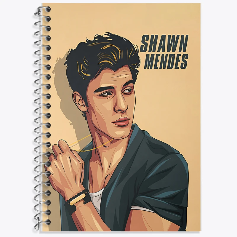 دفتر زبان 50 برگ خندالو مدل دو خط طرح شاون مندز (Shawn Mendes) کد F10227