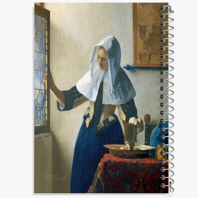 دفتر مشق 100 برگ خندالو طرح نقاشی زن جوان با پارچ آب اثر یوهانس فرمیر کد F12432