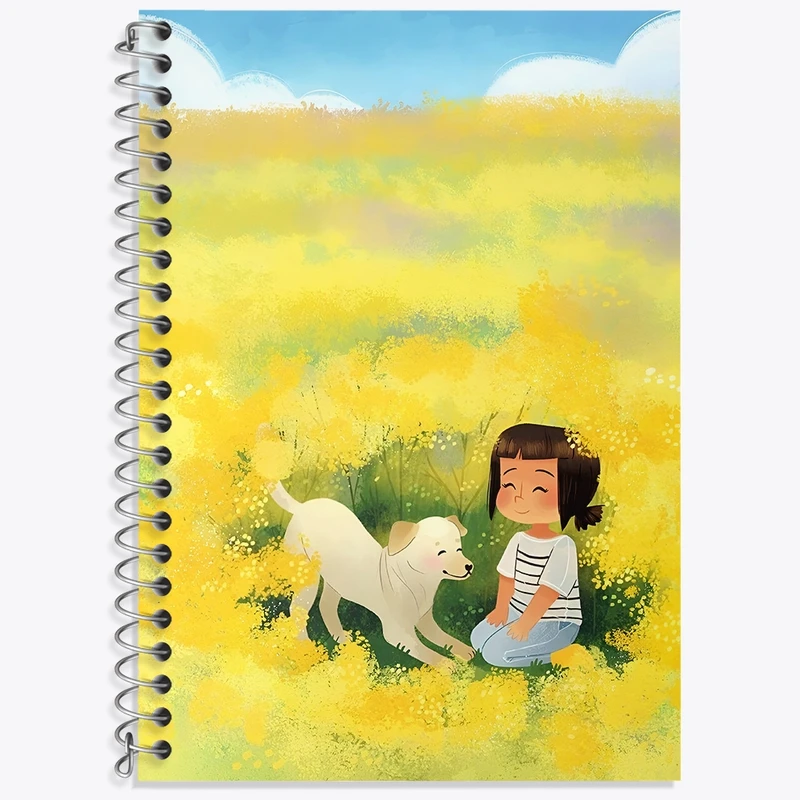 دفتر زبان 50 برگ خندالو مدل سه خط طرح دخترانه کیوت کد N7436