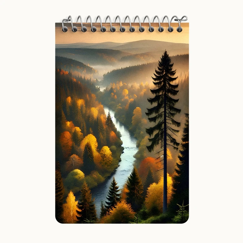 دفتر یادداشت 50 برگ خندالو طرح منظره پاییزی کد F9980