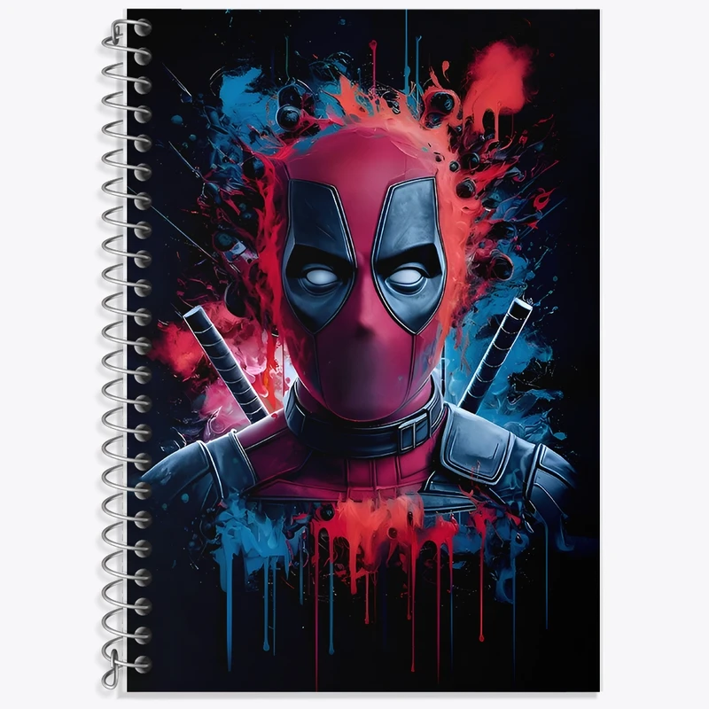 دفتر زبان 50 برگ خندالو مدل سه خط طرح ددپول مارول کد F9128