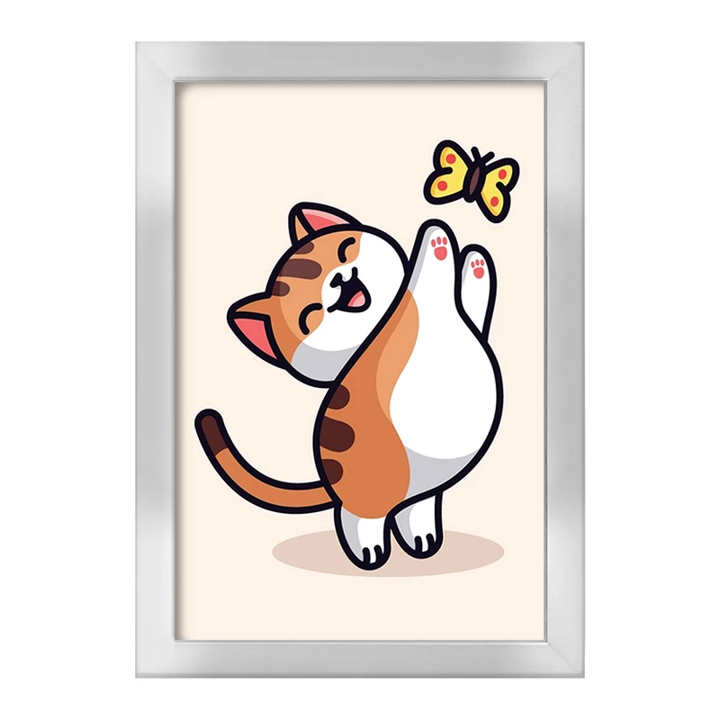 تابلو خندالو طرح حیوانات بامزه گربه و پروانه کد 28197