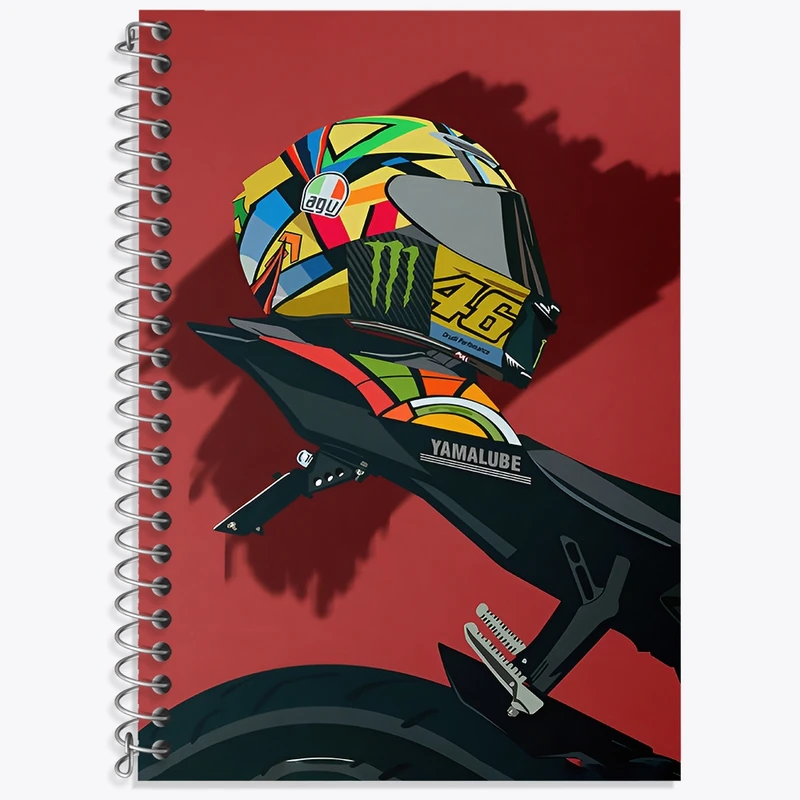 دفتر زبان 50 برگ خندالو مدل سه خط طرح موتور و کلاه کاسکت کد F3013